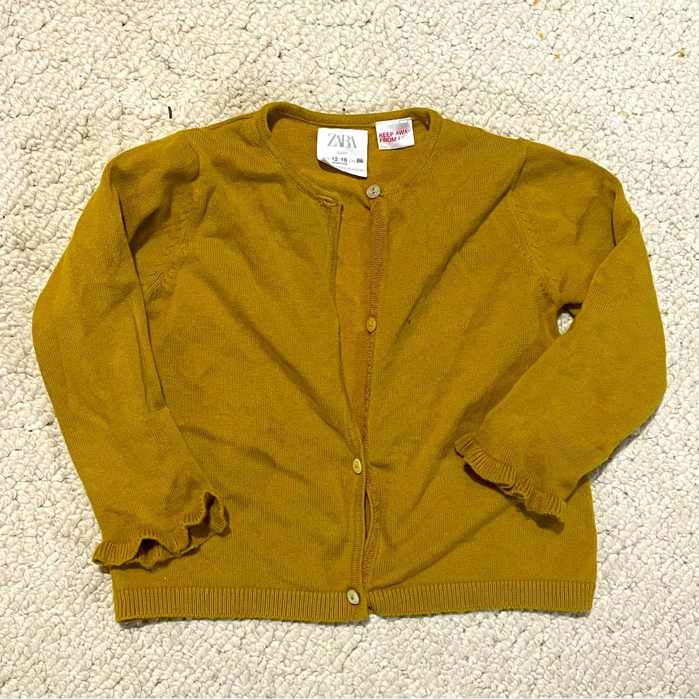 ZARA mustard color sweater cardigan button up 12-18 months